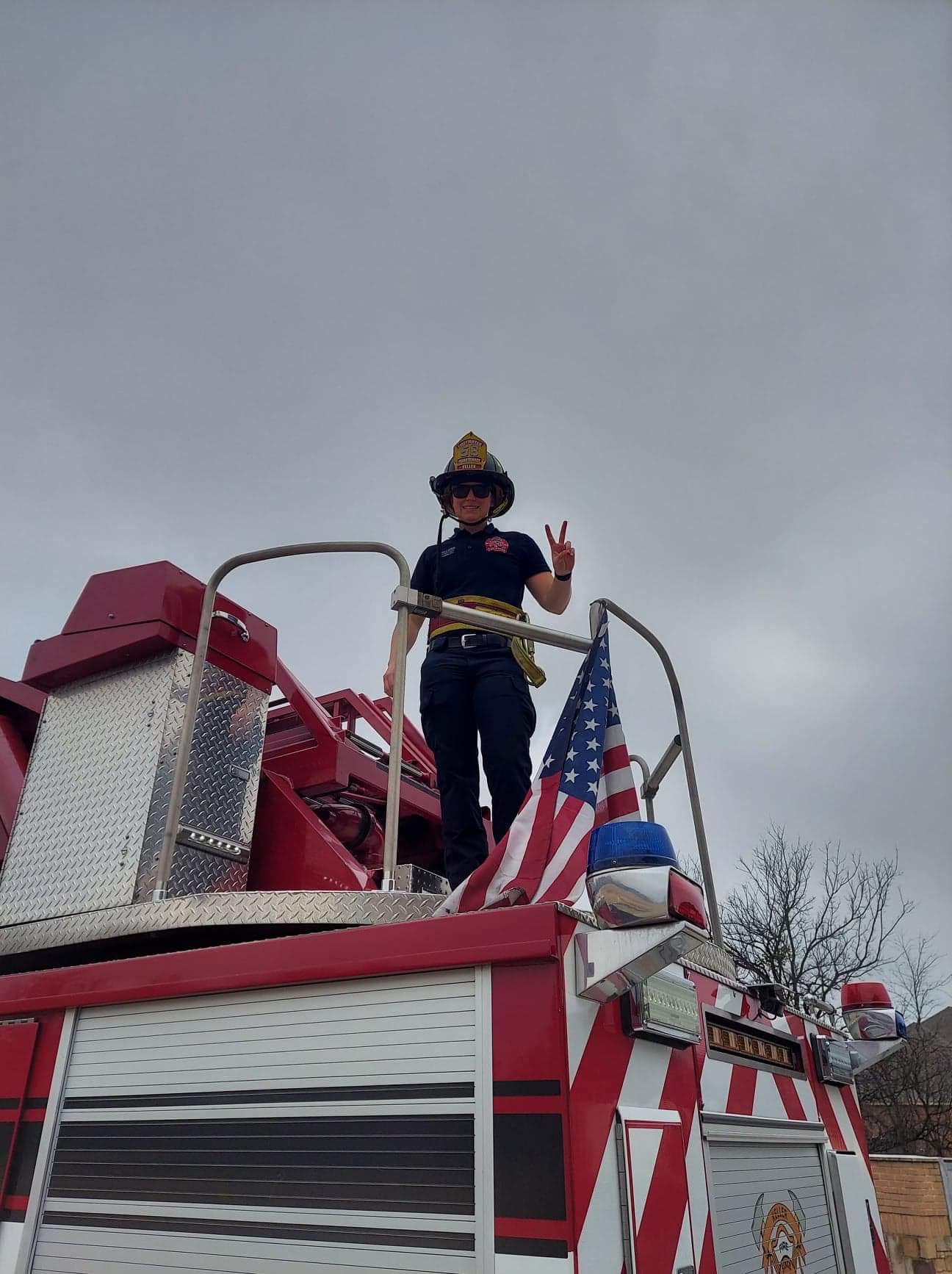 Lindsey Contreras in firefighter gear